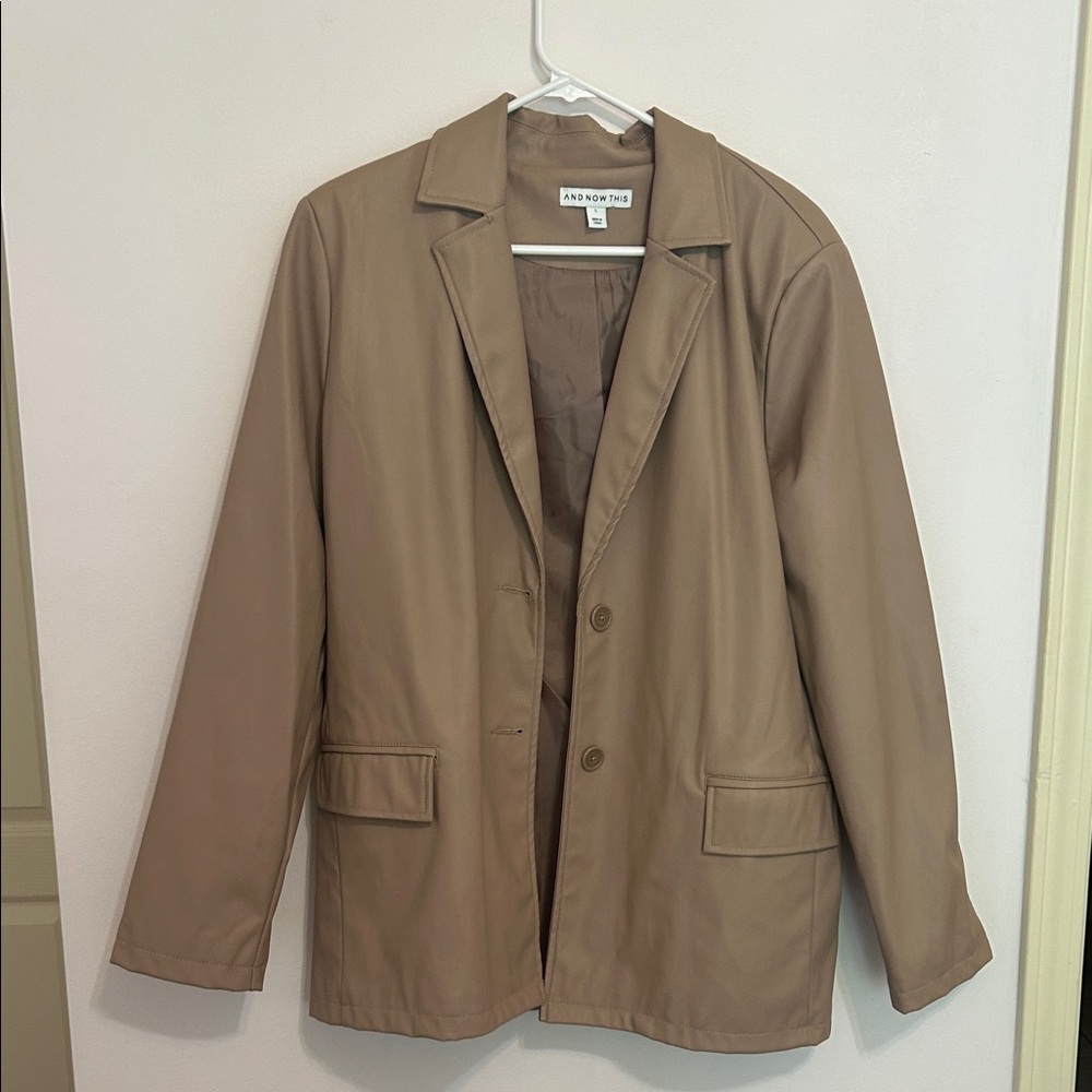 Taupe Faux Leather Blazer Jacket And Now This Large